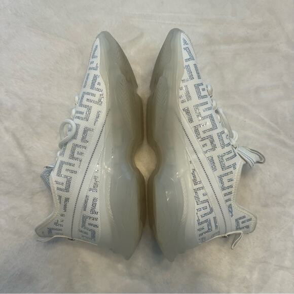 Steve Madden Maxima Rhinestone Sneakers Chunky Knit Low Top White/Silver Size 10 - Picture 7 of 11